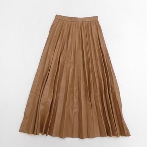MNG Faux Leather Pleated Midi Skirt Polyester Brown Size XS